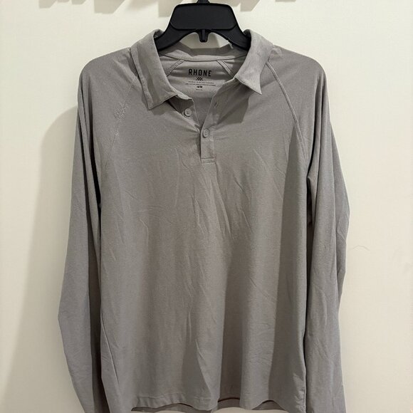 Rhone Grey Men's Long Sleeve Polo - Picture 1 of 3